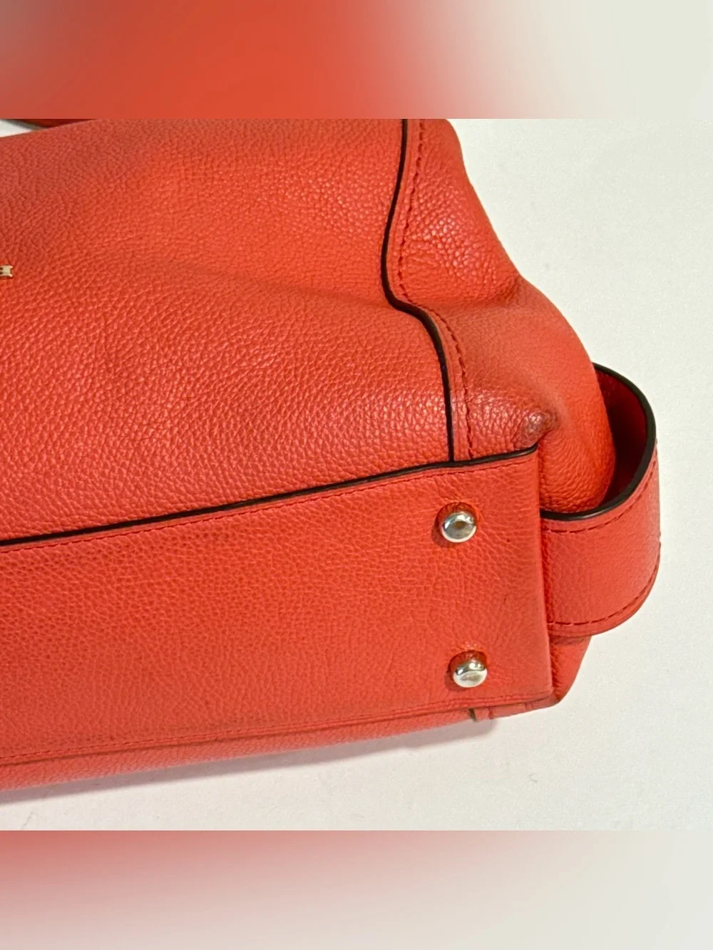 Coach Edie 31 Pebbled Leather Coral Orange Red Purse 57125 Shoulder Bag